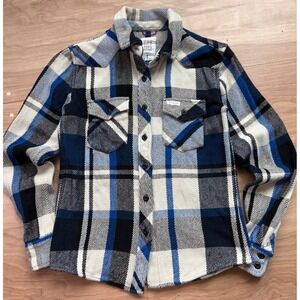 Topo Designs Women XS Mountain Shirt Blue Plaid Heavyweight Cotton Flannel